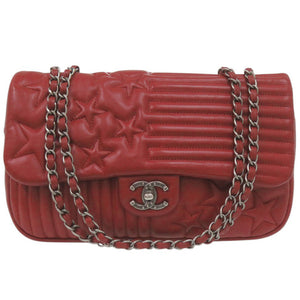 美品 シャネル パリダラス A90352 ラムスキン 20番台 シルバー金具 レッド チェーンショルダーバッグ 赤 1030【中古】CHANEL