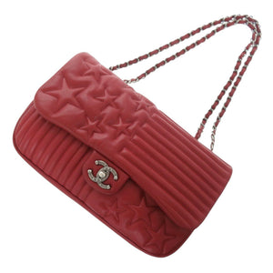 美品 シャネル パリダラス A90352 ラムスキン 20番台 シルバー金具 レッド チェーンショルダーバッグ 赤 1030【中古】CHANEL