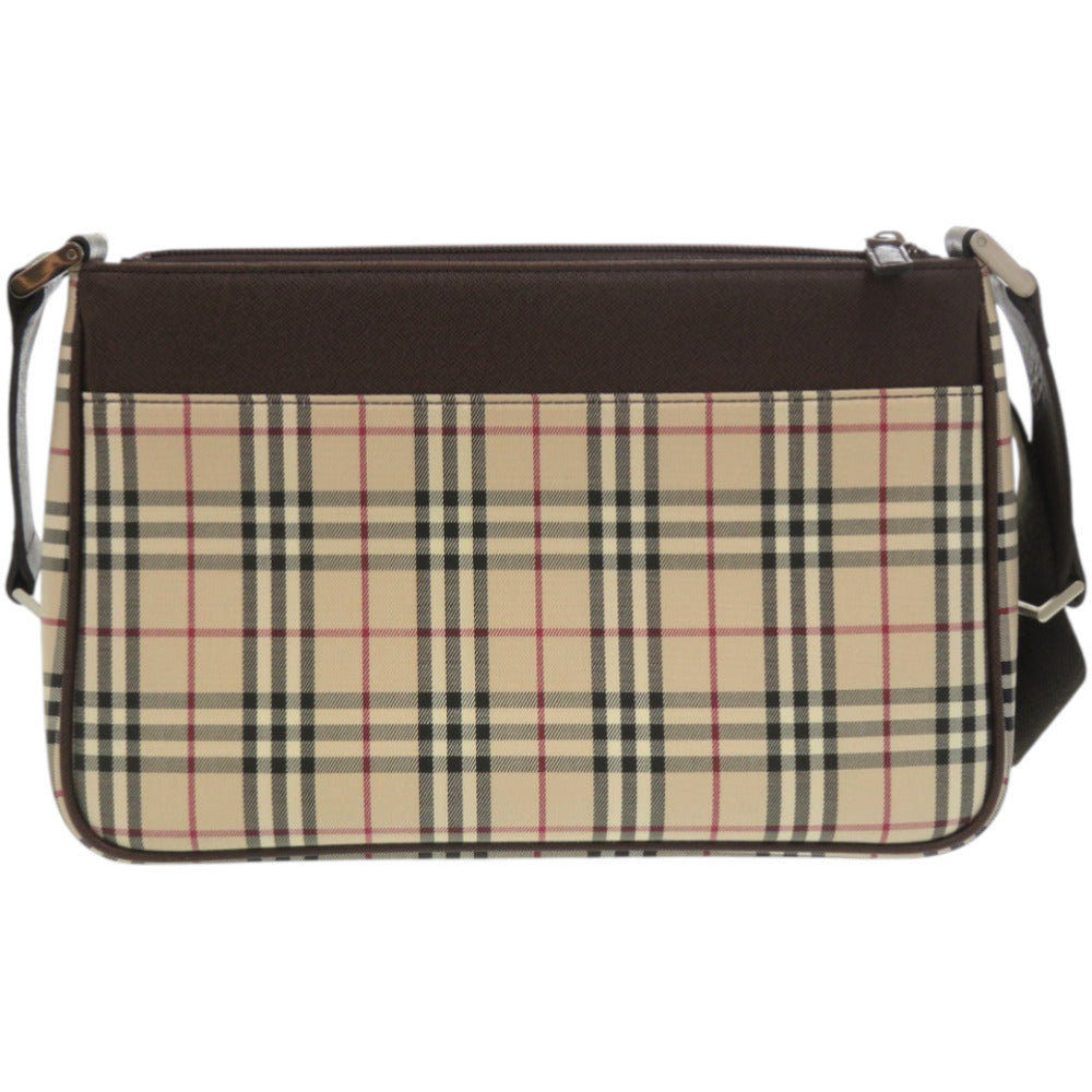 新品同様 バーバリー ノバチェック レザー ブラウン 茶 ショルダーバッグ 1033【中古】BURBERRY