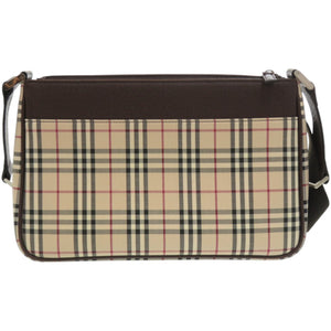 新品同様 バーバリー ノバチェック レザー ブラウン 茶 ショルダーバッグ 1033【中古】BURBERRY