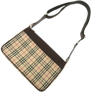 新品同様 バーバリー ノバチェック レザー ブラウン 茶 ショルダーバッグ 1033【中古】BURBERRY