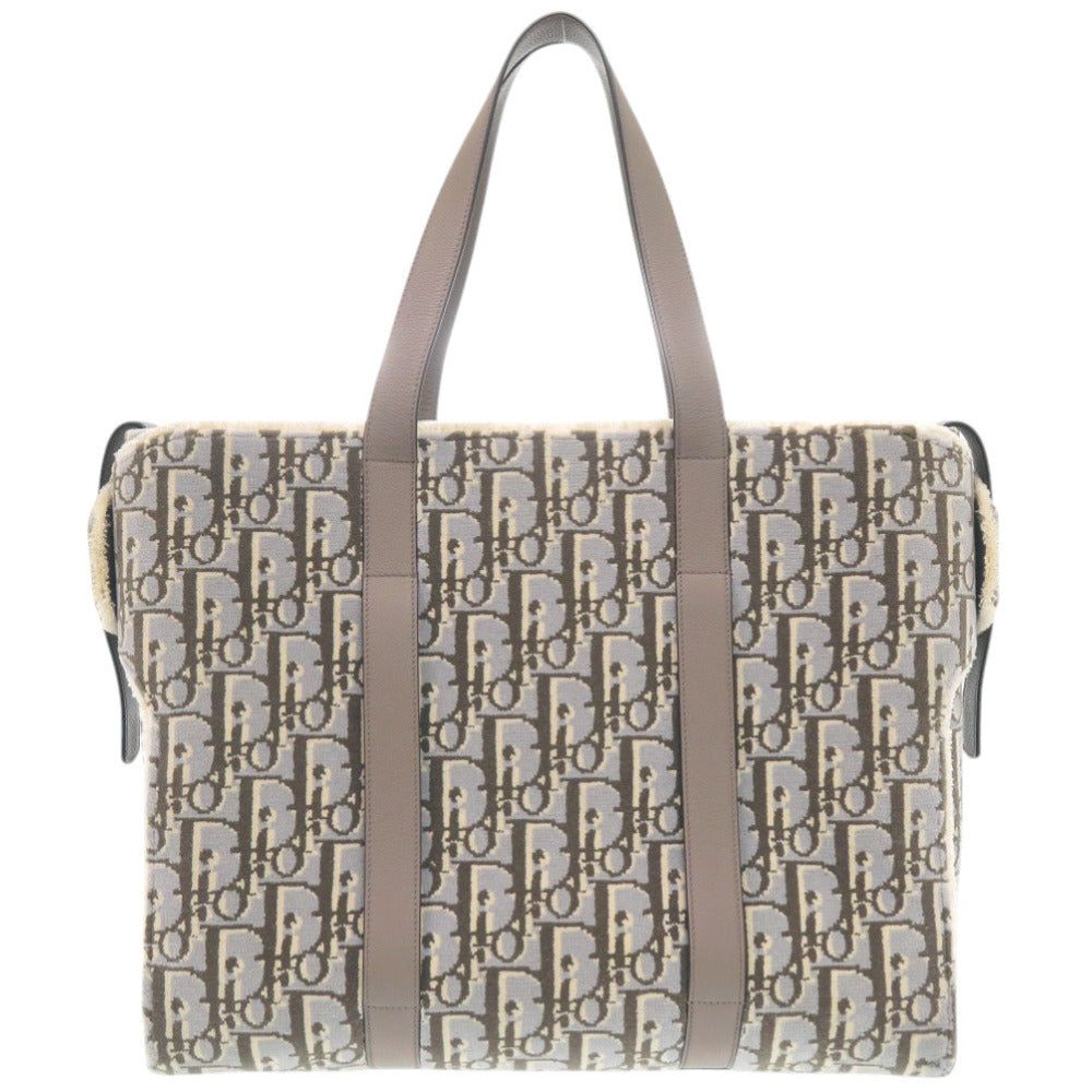 新品同様 ディオール コロール パイル地 ライトブルー トートバッグ 1034【中古】Dior