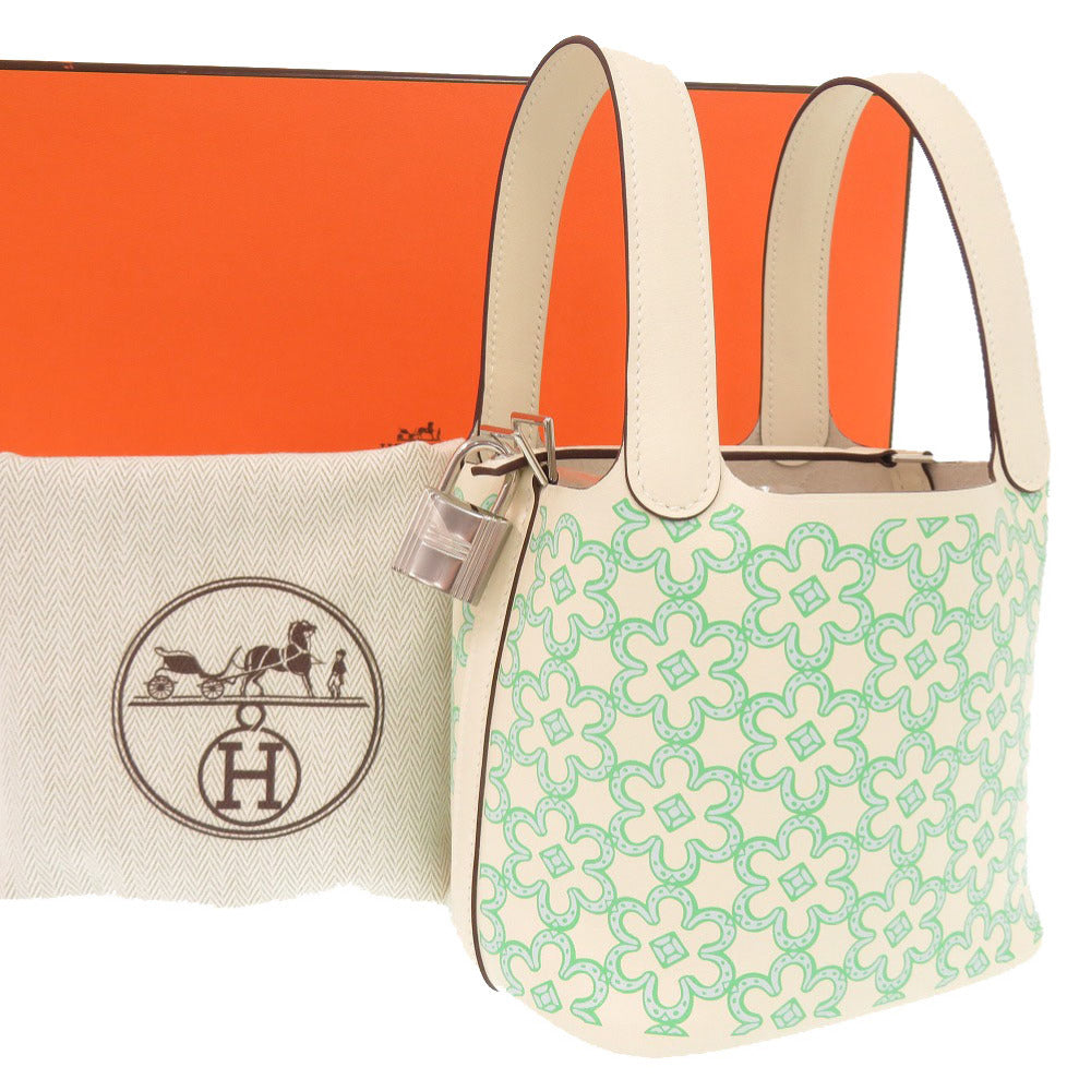 未使用 エルメス ピコタンロック マイクロ ラッキーデイジー ヴォースイフト ナタ ヴェール シルバー金具 U刻印(2022年製) ハンドバッグ 1049【中古】HERMES