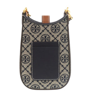 未使用 トリーバーチ Tモノグラム フォンケース 143500 キャンバス レザー ネイビー スマホ ショルダーバッグ 1109【中古】Tory Burch