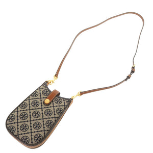 未使用 トリーバーチ Tモノグラム フォンケース 143500 キャンバス レザー ネイビー スマホ ショルダーバッグ 1109【中古】Tory Burch