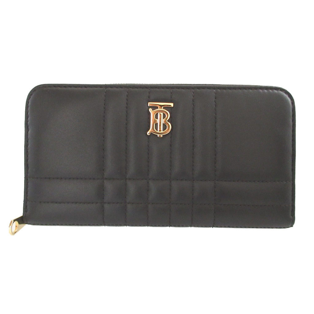 未使用 バーバリー ローラ 8062340 TBロゴ レザー ブラック 黒 ラウンドファスナー長財布 財布 1110【中古】BURBERRY
