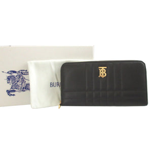 未使用 バーバリー ローラ 8062340 TBロゴ レザー ブラック 黒 ラウンドファスナー長財布 財布 1110【中古】BURBERRY