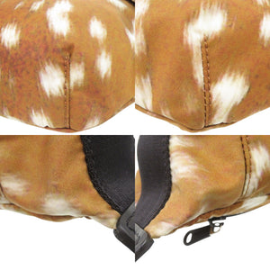 新品同様 バーバリー Deer Print ナイロン/レザー ブラウン ウエストバッグ 茶 1124【中古】BURBERRY