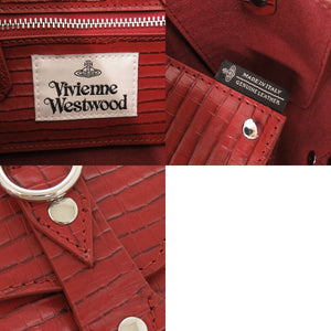 新品同様 ヴィヴィアンウエストウッド BETTINA オーブ 型押しレザー レッド 2WAY ハンドバッグ ショルダーバッグ 赤 1154【中古】Vivienne Westwood