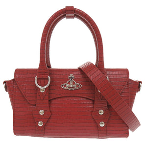 新品同様 ヴィヴィアンウエストウッド BETTINA オーブ 型押しレザー レッド 2WAY ハンドバッグ ショルダーバッグ 赤 1154【中古】Vivienne Westwood