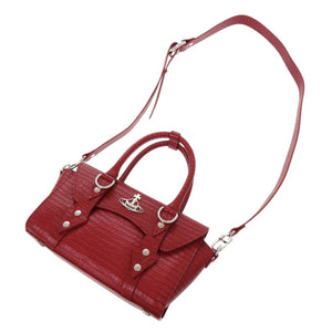 新品同様 ヴィヴィアンウエストウッド BETTINA オーブ 型押しレザー レッド 2WAY ハンドバッグ ショルダーバッグ 赤 1154【中古】Vivienne Westwood