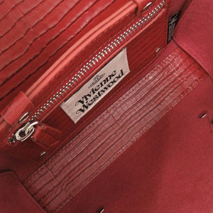 新品同様 ヴィヴィアンウエストウッド BETTINA オーブ 型押しレザー レッド 2WAY ハンドバッグ ショルダーバッグ 赤 1154【中古】Vivienne Westwood