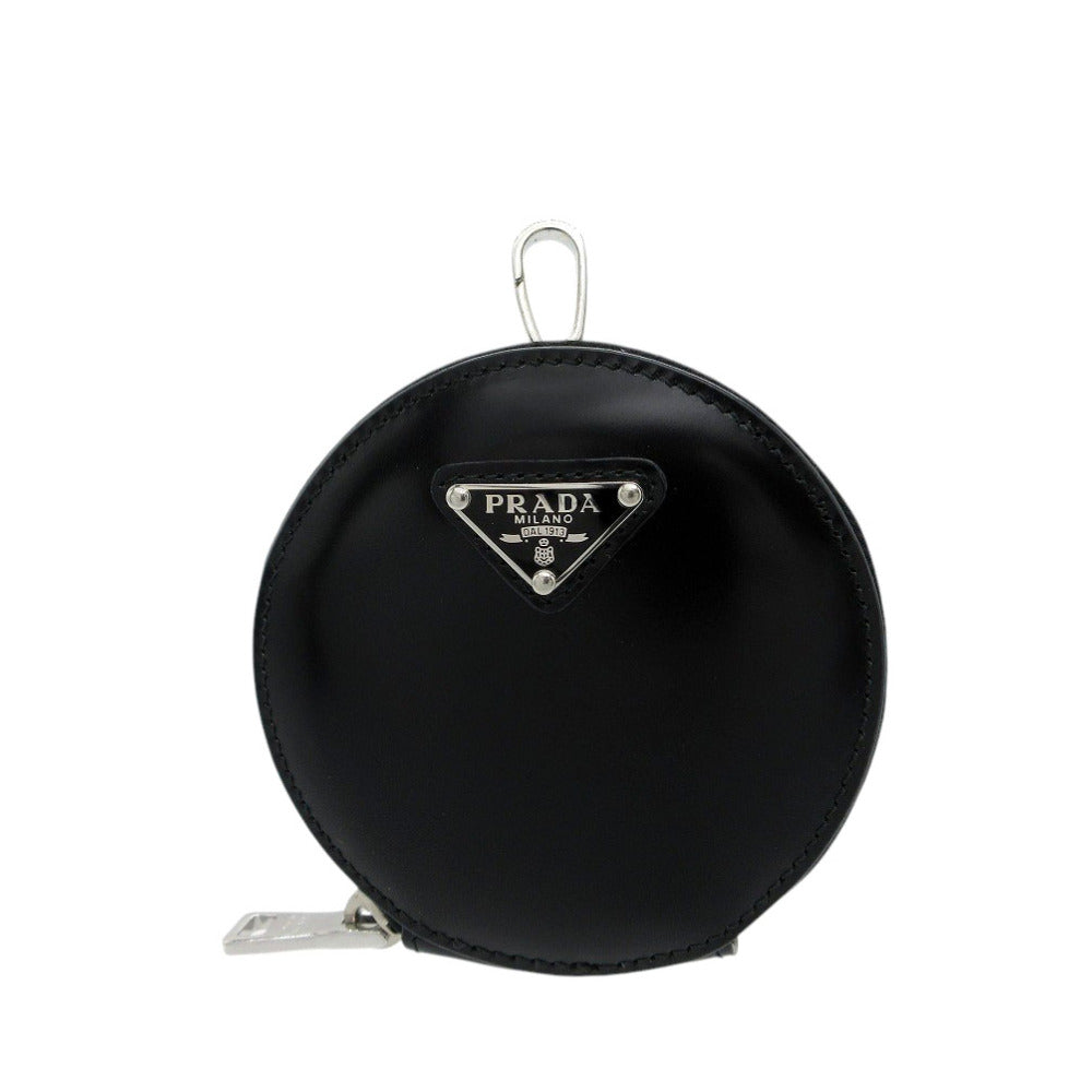 未使用品 プラダ トライアングルロゴ ラウンドジップ 1TL431 コインケース ブラッシュドレザー ブラック 1172【中古】PRADA