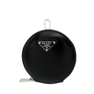 未使用品 プラダ トライアングルロゴ ラウンドジップ 1TL431 コインケース ブラッシュドレザー ブラック 1172【中古】PRADA