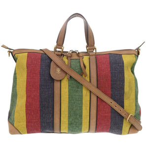 美品 グッチ 2WAY ストライプ 312048 キャンバス/レザー マルチカラー ボストンバッグ 1187【中古】GUCCI