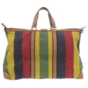 美品 グッチ 2WAY ストライプ 312048 キャンバス/レザー マルチカラー ボストンバッグ 1187【中古】GUCCI