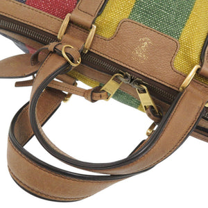 美品 グッチ 2WAY ストライプ 312048 キャンバス/レザー マルチカラー ボストンバッグ 1187【中古】GUCCI