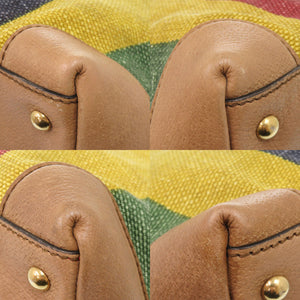 美品 グッチ 2WAY ストライプ 312048 キャンバス/レザー マルチカラー ボストンバッグ 1187【中古】GUCCI