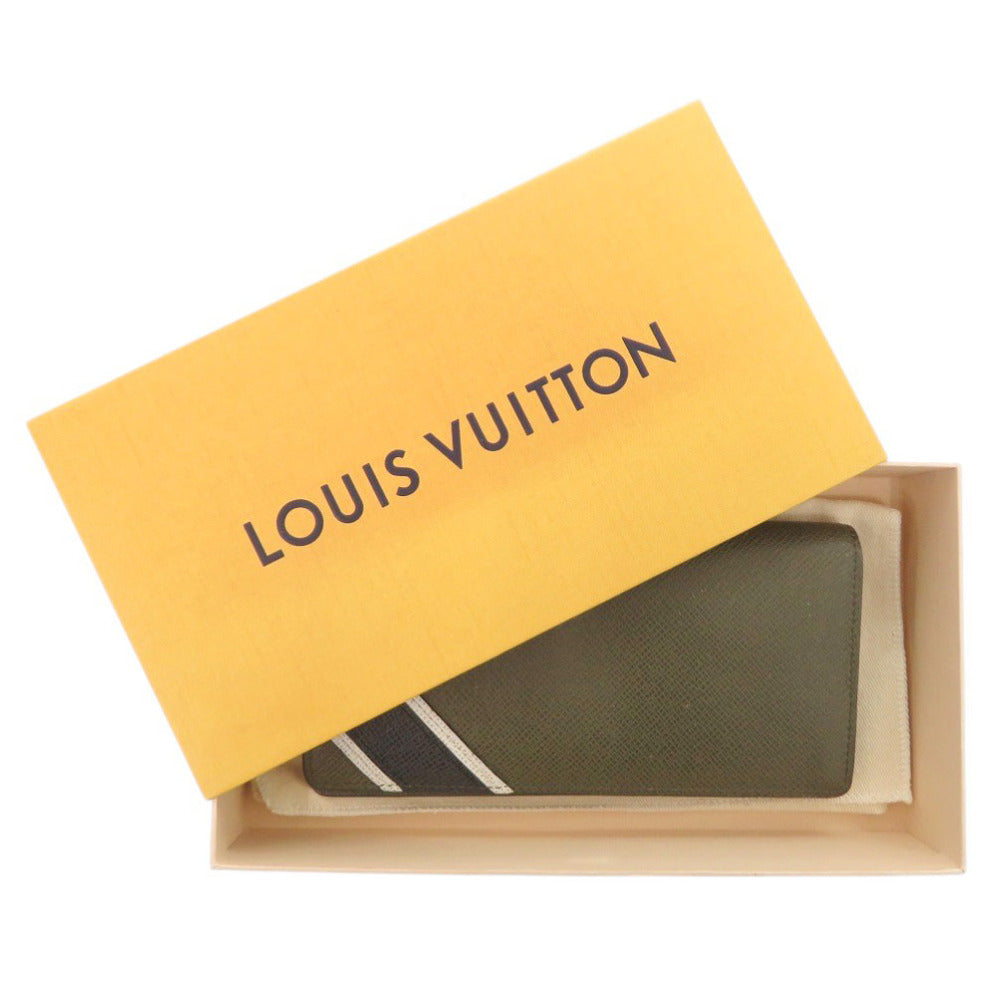 美品 ルイ ヴィトン ポルトフォイユ ブラザ タイガ M64011 カーキ 長財布 LV 1204【中古】LOUIS VUITTON メンズ