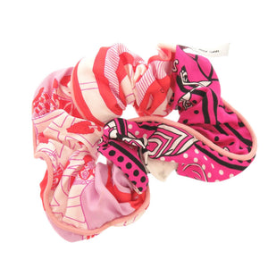 美品 エルメス クラウディア シルク ピンク マルチカラー シュシュ ヘアアクセサリー 1208【中古】HERMES