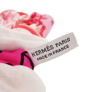 美品 エルメス クラウディア シルク ピンク マルチカラー シュシュ ヘアアクセサリー 1208【中古】HERMES