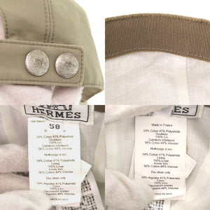 エルメス キャップ サイズ58 シルバー金具 コットン ナイロン カーキ 帽子 1210【中古】HERMES