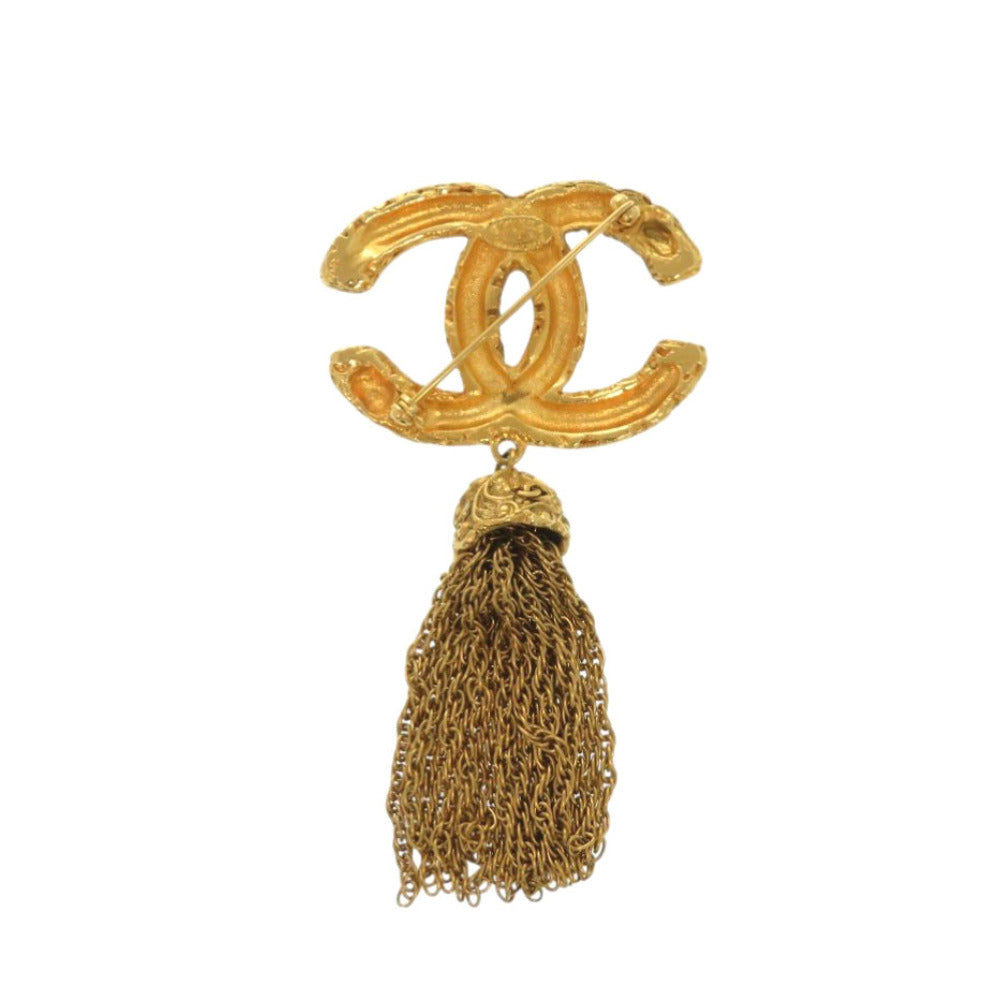 美品 シャネル 溶岩 ココマーク 95A フリンジ ブローチ メタル ゴールド 1219【中古】CHANEL