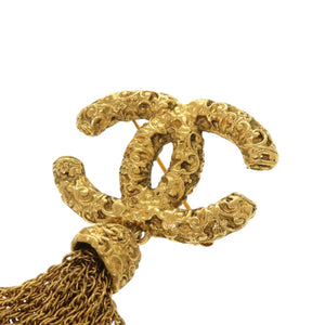 美品 シャネル 溶岩 ココマーク 95A フリンジ ブローチ メタル ゴールド 1219【中古】CHANEL