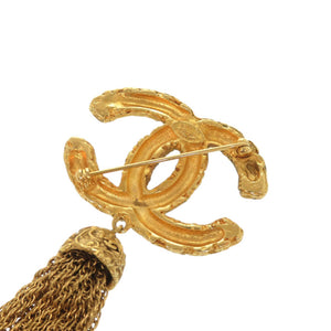 美品 シャネル 溶岩 ココマーク 95A フリンジ ブローチ メタル ゴールド 1219【中古】CHANEL