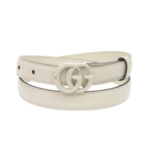 美品 グッチ ダブルG 409417 レザー 75/30 ホワイト ベルト 白 1226【中古】GUCCI