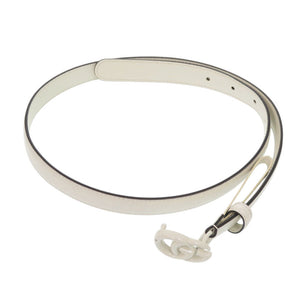 美品 グッチ ダブルG 409417 レザー 75/30 ホワイト ベルト 白 1226【中古】GUCCI