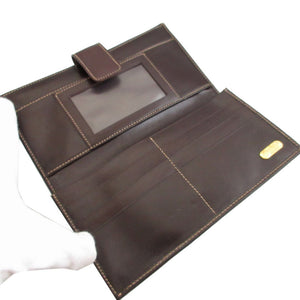 美品 フェンディ ズッカ柄 30806 キャンバス レザー ブラウン 茶 Wホック長財布 財布 1228【中古】FENDI