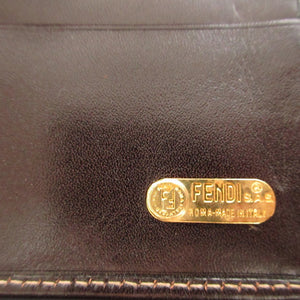 美品 フェンディ ズッカ柄 30806 キャンバス レザー ブラウン 茶 Wホック長財布 財布 1228【中古】FENDI