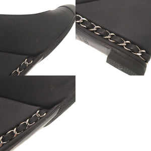 美品 シャネル ココマーク チェーン ウェッジソール サイズ35 1/2 レザー ブラック パンプス 黒 1235【中古】CHANEL