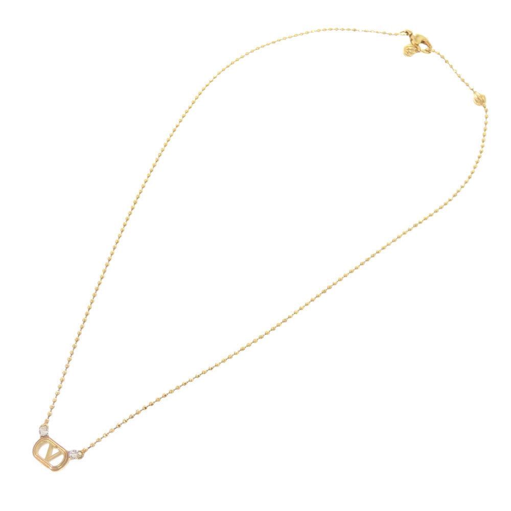 美品 ヴァレンティノ Vロゴ ストーン ゴールド ネックレス アクセサリー 1237 【中古】 VALENTINO