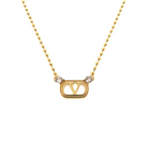 美品 ヴァレンティノ Vロゴ ストーン ゴールド ネックレス アクセサリー 1237 【中古】 VALENTINO