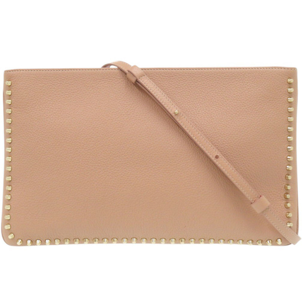 美品 クリスチャンルブタン 2WAY レザー ピンクベージュ クラッチバッグ ショルダーバッグ 1253【中古】Christian Louboutin