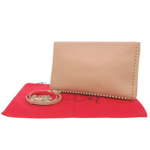 美品 クリスチャンルブタン 2WAY レザー ピンクベージュ クラッチバッグ ショルダーバッグ 1253【中古】Christian Louboutin