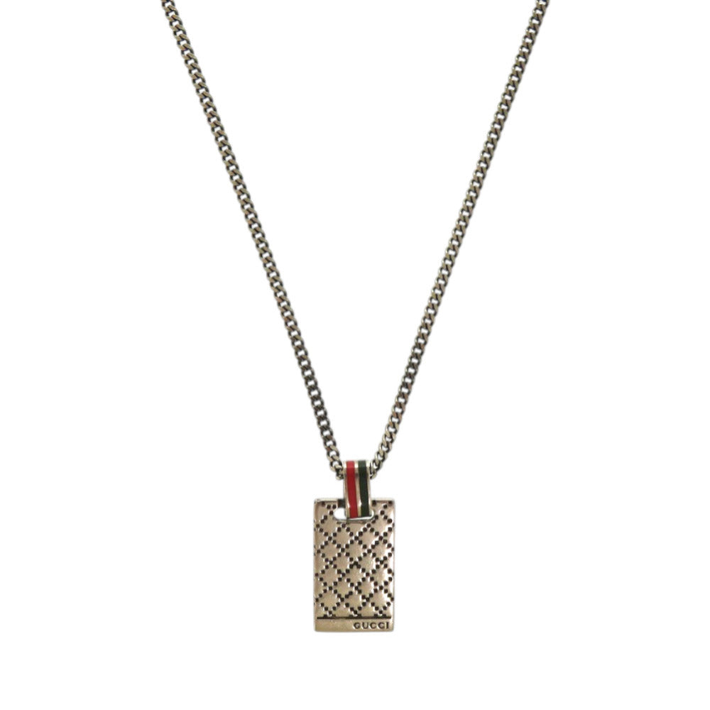 新品同様 グッチ ディアマンテ プレート シルバー925 シルバー ネックレス 1289【中古】GUCCI