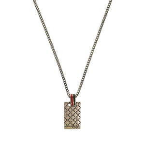 新品同様 グッチ ディアマンテ プレート シルバー925 シルバー ネックレス 1289【中古】GUCCI