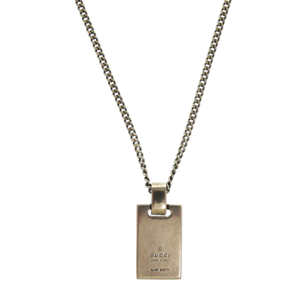 新品同様 グッチ ディアマンテ プレート シルバー925 シルバー ネックレス 1289【中古】GUCCI