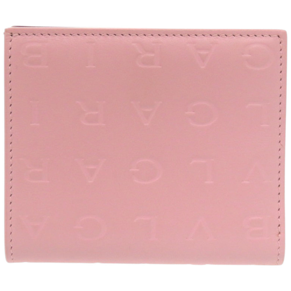未使用品 ブルガリ インフィニトゥム ロゴマニア カーフ ピンク 二つ折り財布 1306【中古】BVLGARI