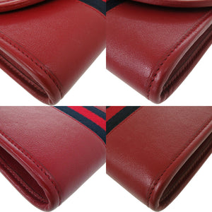 美品 グッチ ラジャ ウェブストライプ チェーンショルダーバッグ 573797 ゴールド金具 レザー キャンバス レッド 赤 ネイビー 1324【中古】GUCCI