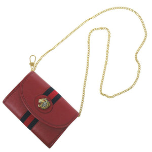 美品 グッチ ラジャ ウェブストライプ チェーンショルダーバッグ 573797 ゴールド金具 レザー キャンバス レッド 赤 ネイビー 1324【中古】GUCCI