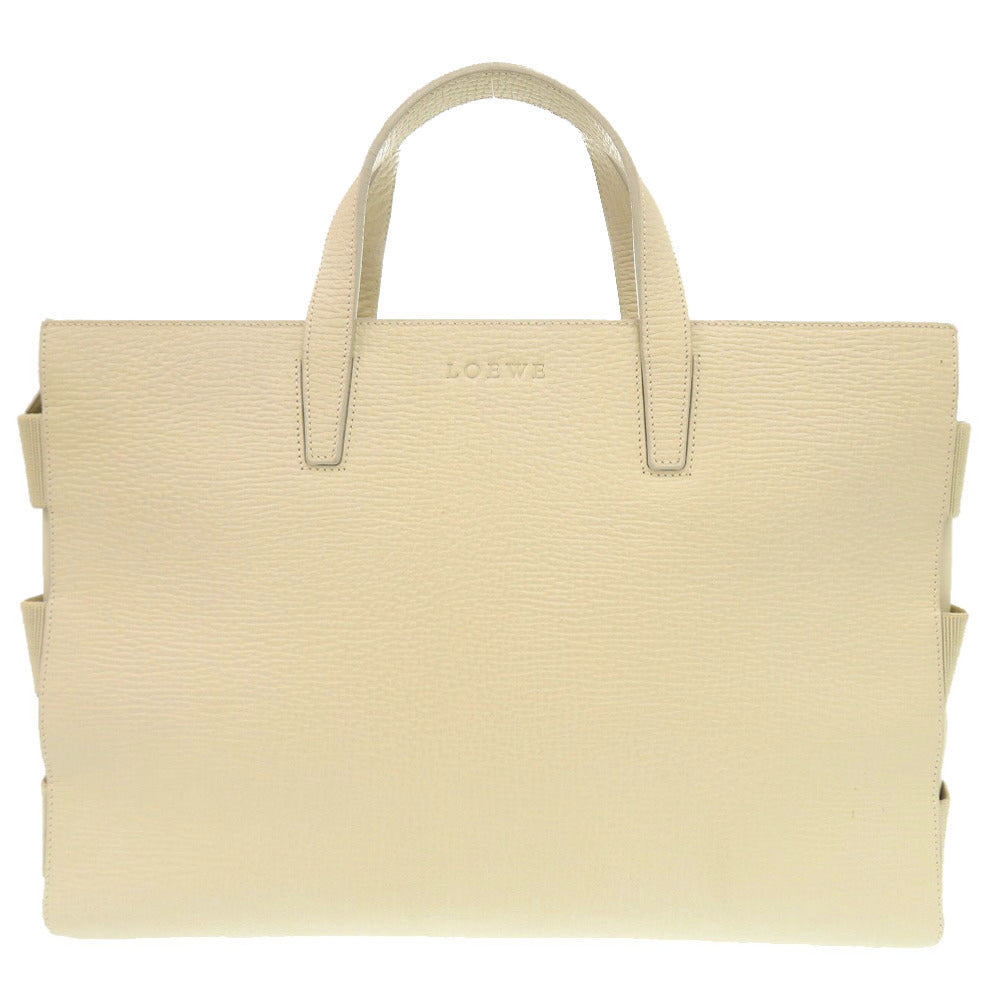 ロエベ ロゴ レザー アイボリー トートバッグ ハンドバッグ 1329【中古】LOEWE