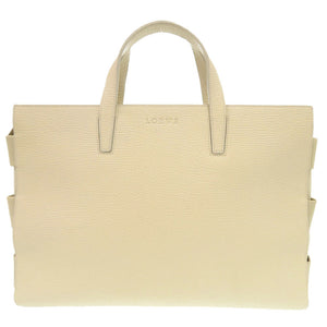 ロエベ ロゴ レザー アイボリー トートバッグ ハンドバッグ 1329【中古】LOEWE