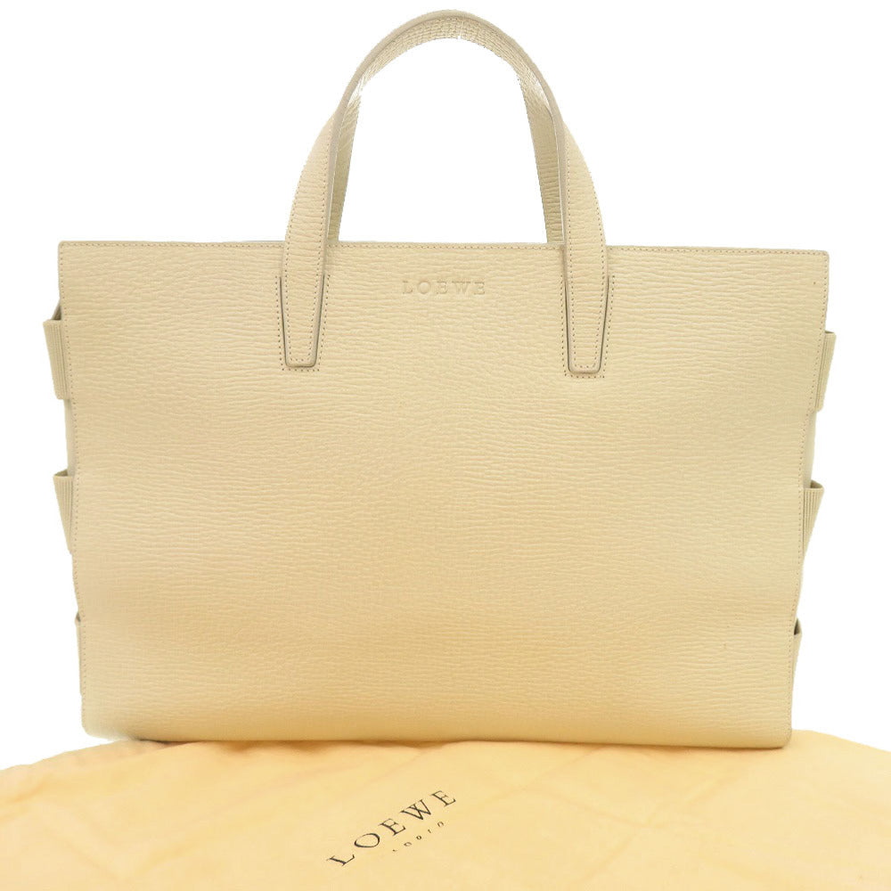 ロエベ ロゴ レザー アイボリー トートバッグ ハンドバッグ 1329【中古】LOEWE