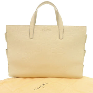 ロエベ ロゴ レザー アイボリー トートバッグ ハンドバッグ 1329【中古】LOEWE