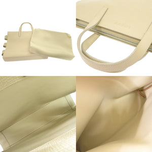 ロエベ ロゴ レザー アイボリー トートバッグ ハンドバッグ 1329【中古】LOEWE