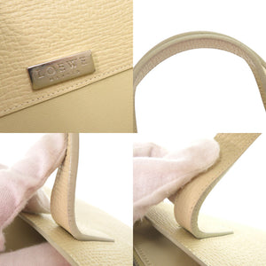 ロエベ ロゴ レザー アイボリー トートバッグ ハンドバッグ 1329【中古】LOEWE